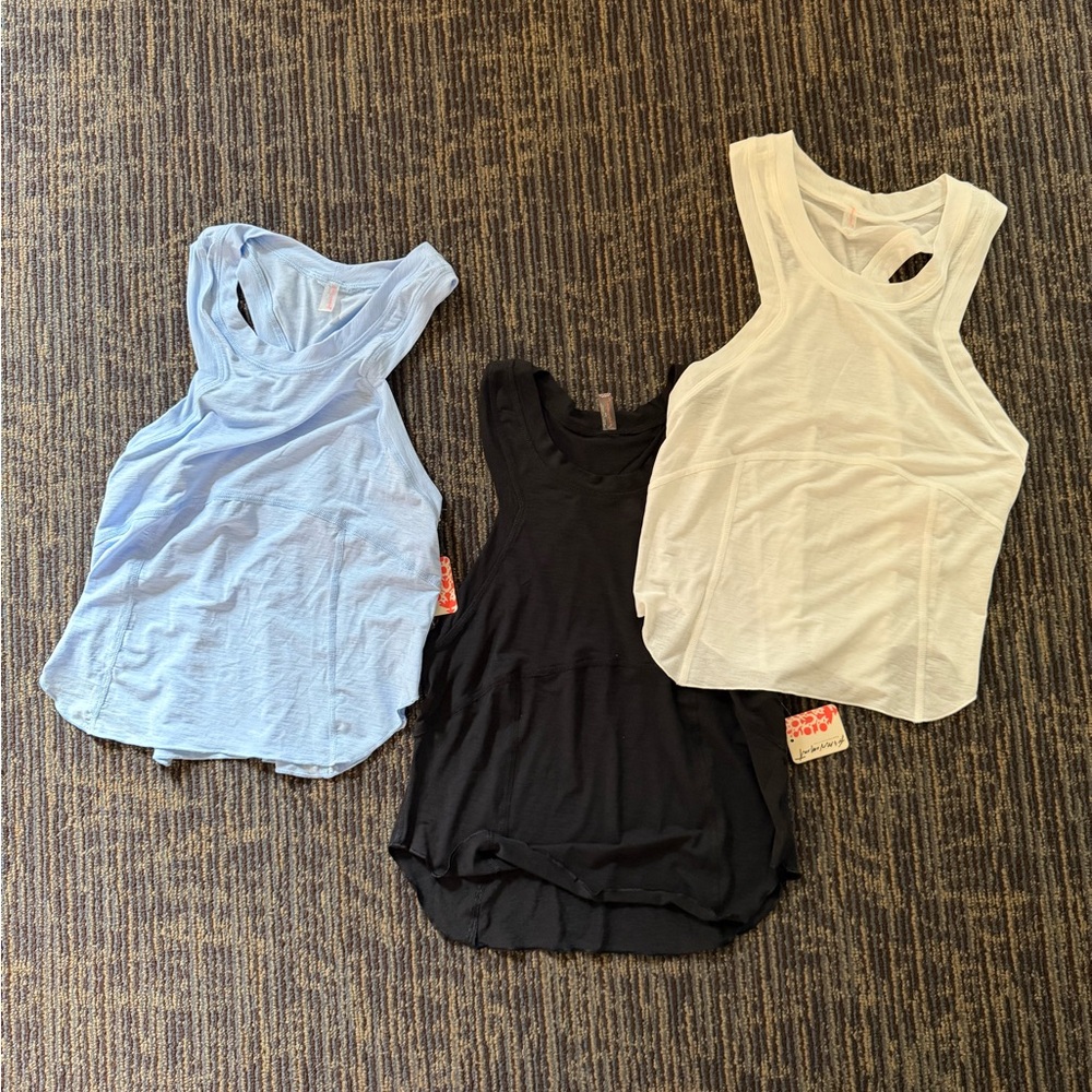 FP Movement by Free People Tank Tops - Light Blue, Black, White. NWT - $25 for 3